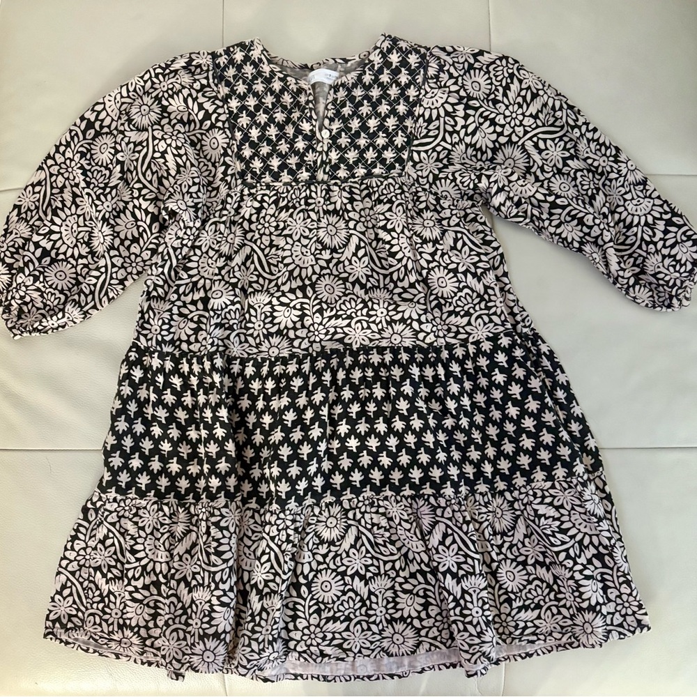 ZARA KIDS Floral Quilted Tier Dress